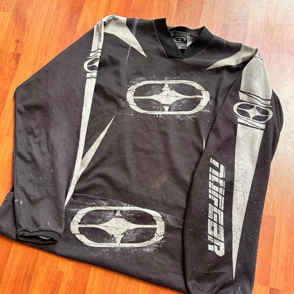 No Fear crazy y2k vtg 90s/00s arm hit long sleeve motocross biking jersey